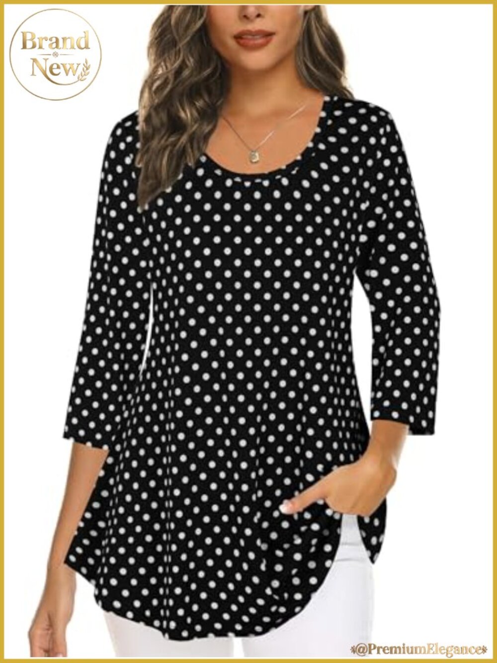 3/4 Sleeve Tunic Top | Flowy Loose Fit | Business Casual | Plus Size